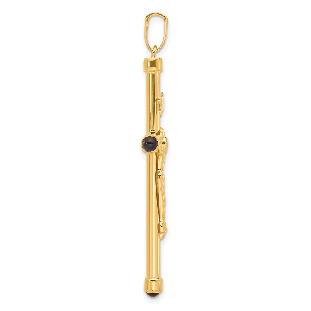 14k Yellow Gold Polished Crucifix Onyx Pendant