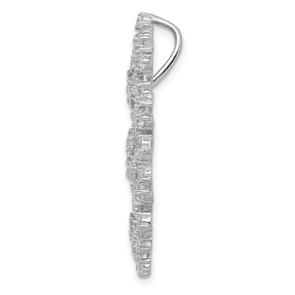 Sterling Silver Rhodium-plated Cubic Zirconia Starburst Snowflake Slide