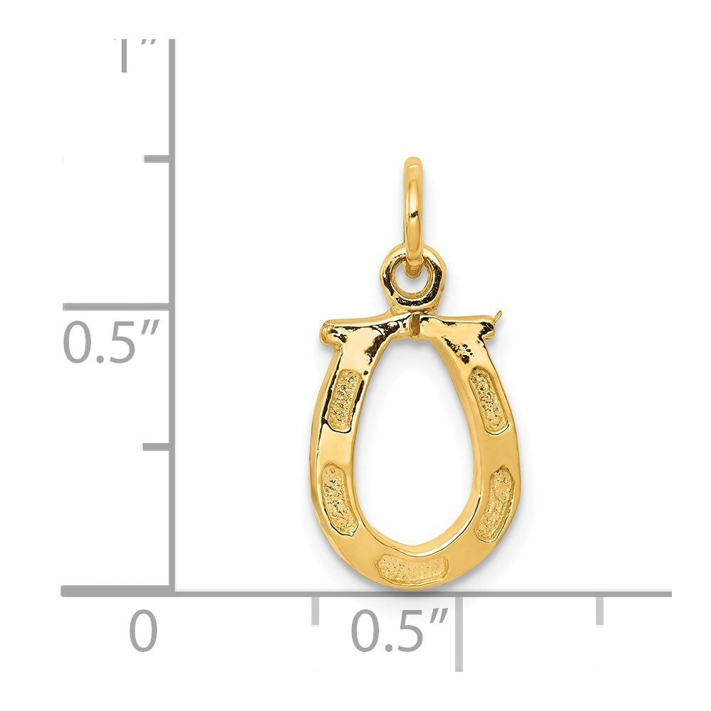 14k Yellow Gold Solid Polished Horseshoe Charm Pendant for Women