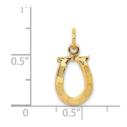14k Yellow Gold Solid Polished Horseshoe Charm Pendant for Women