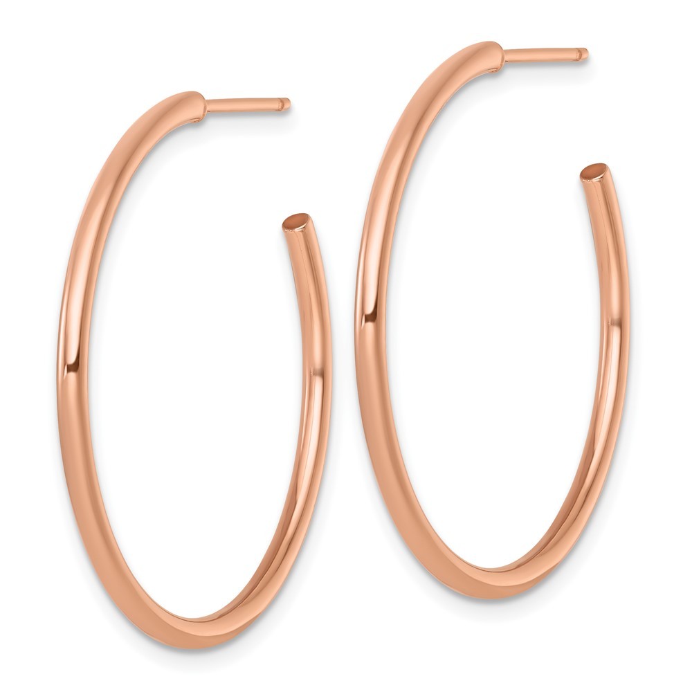14k Rose Gold Polished 2 x 35mm Tube C-Hoop Earrings