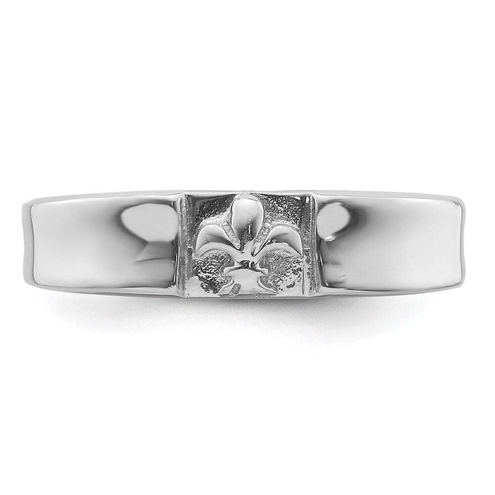 Sterling Silver Rhodium-plated Fleur-de-Lis Band Ring Size 6