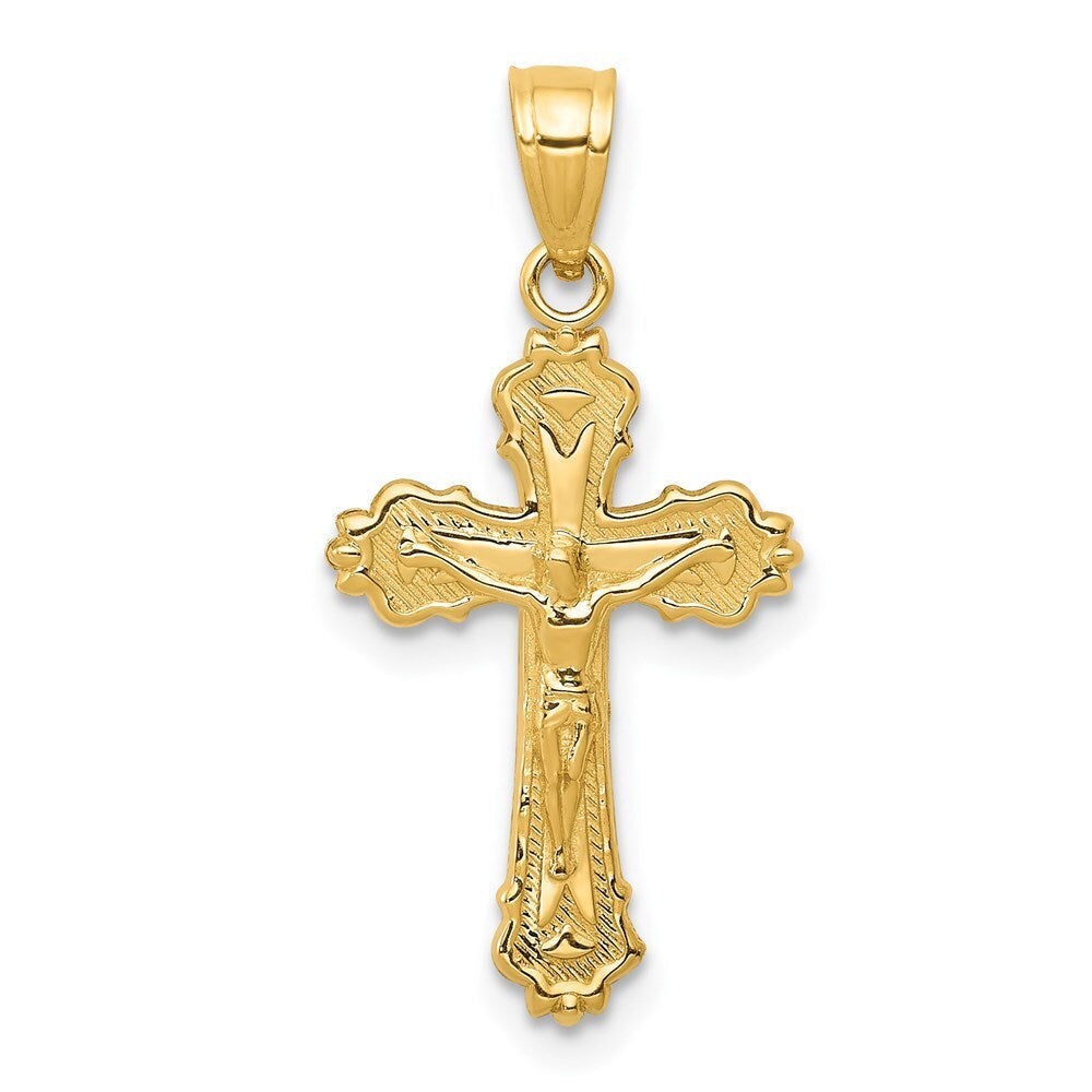14k Yellow Gold Small Crucifix Charm Pendant for Women