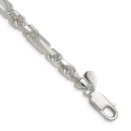 Sterling Silver 6mm Diamond-Cut Figarope Chain Necklace