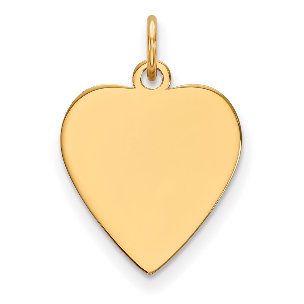 14k Yellow Gold Plain .013 Gauge Heart Engravable Disc Charm Pendant for Women