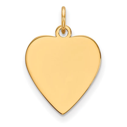 14k Yellow Gold Plain .013 Gauge Heart Engravable Disc Charm Pendant for Women