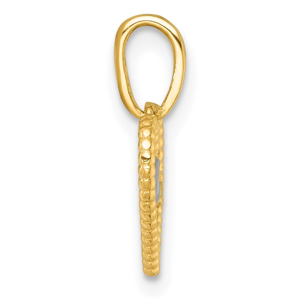 14k Yellow Gold with White Rhodium Reversible Polished Waves In Heart Charm