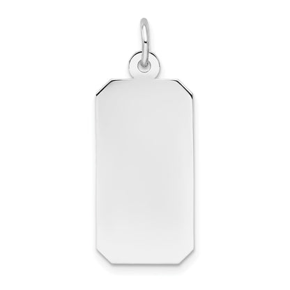 14k White Gold Plain .013 Gauge Rectangular Engravable Charm Pendant