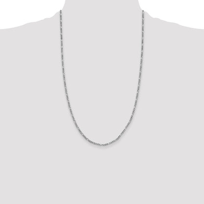 Sterling Silver Rhodium-plated 2.5mm Figaro Chain