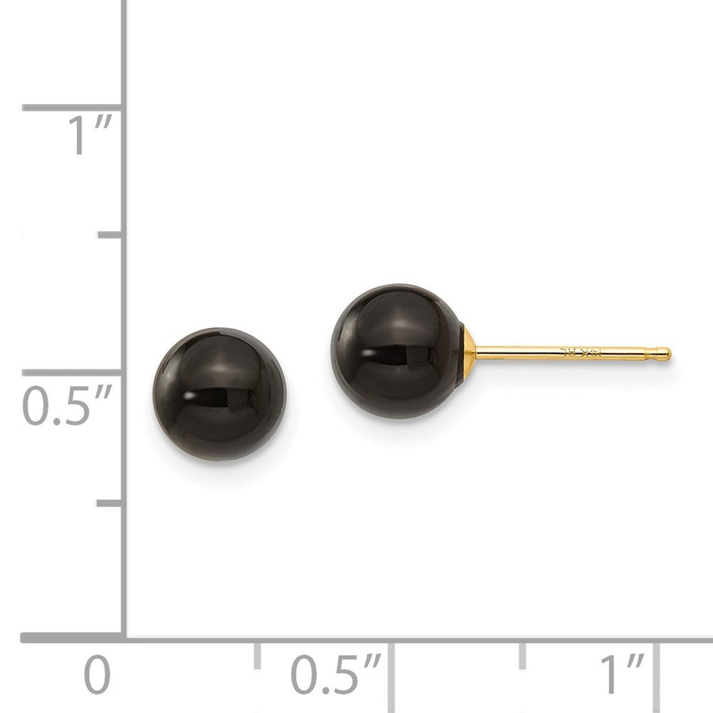 14k Yellow Gold Onyx Bead Stud Earrings Gift for Women