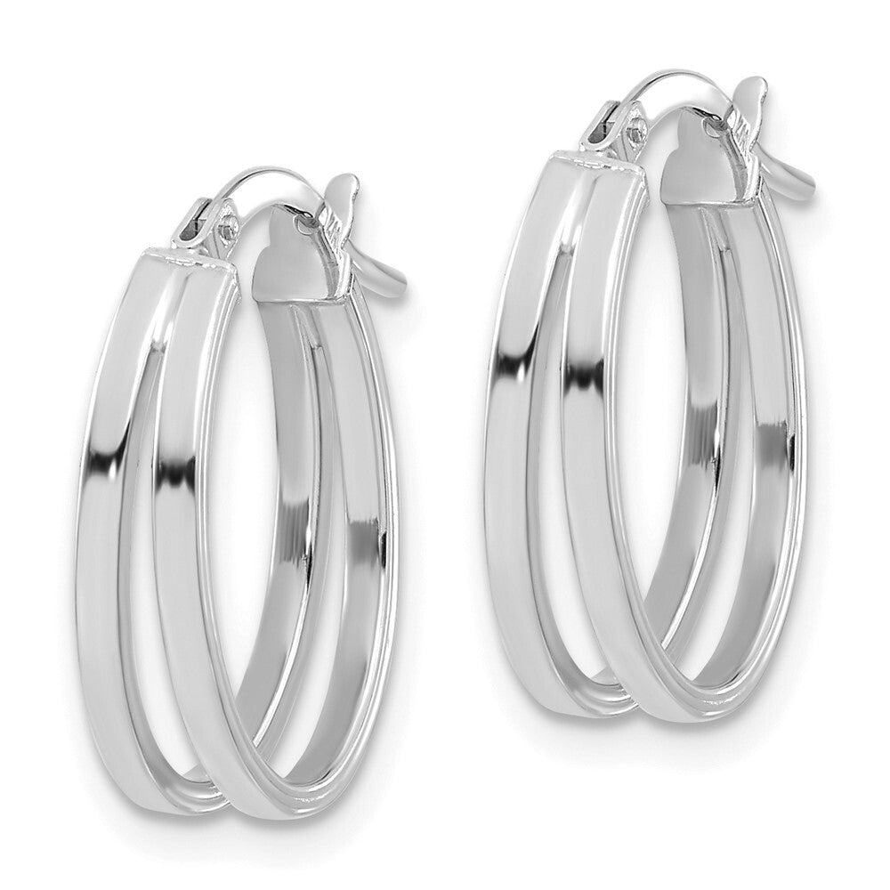 14k White Gold Polished Double Hoops Gift for Women