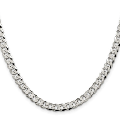 Sterling Silver 6mm Beveled Curb Chain