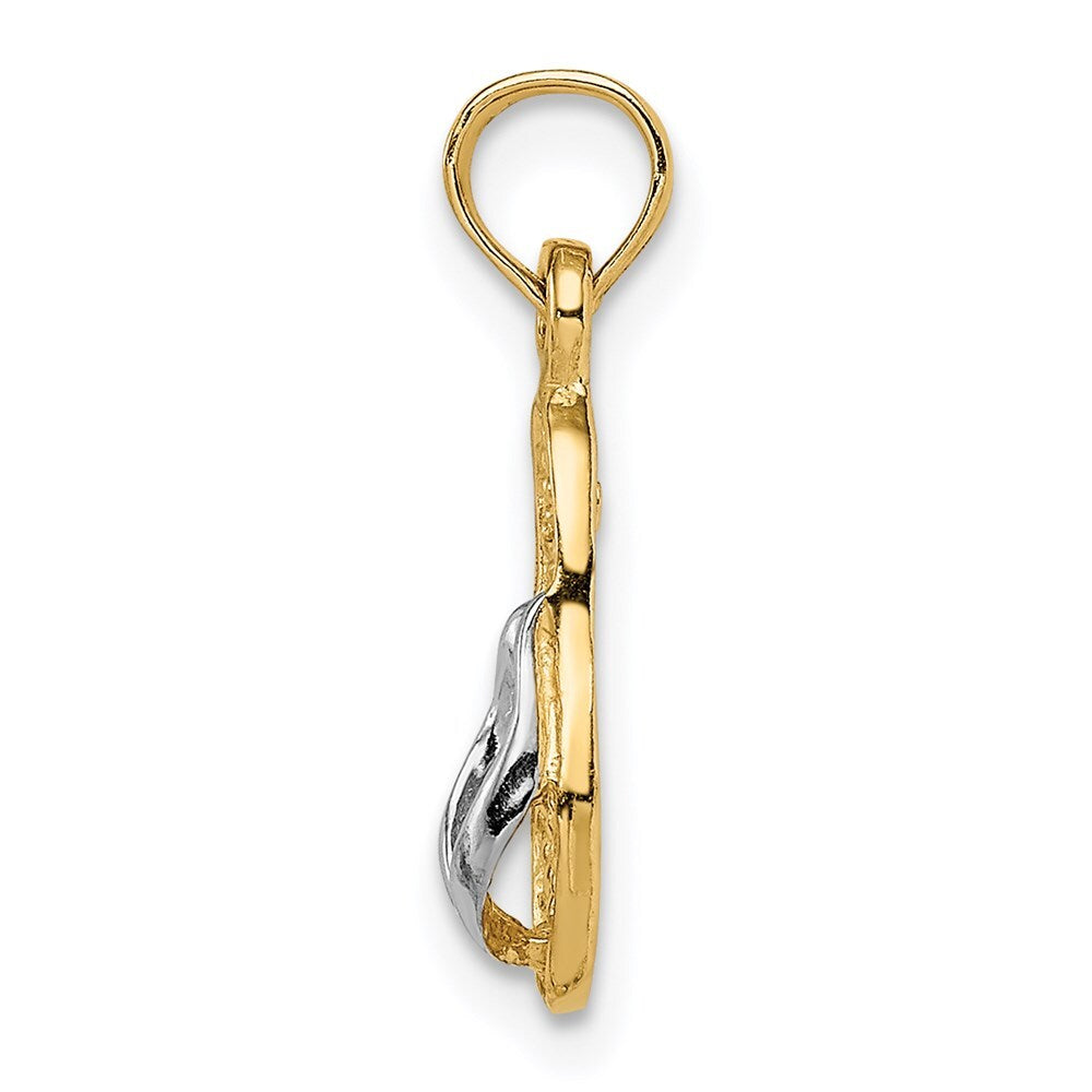 14k Yellow Gold 3D Rhodium Single Flip-Flop Pendant for Women