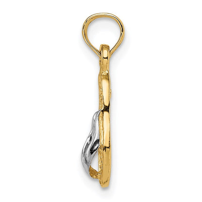 14k Yellow Gold 3D Rhodium Single Flip-Flop Pendant for Women