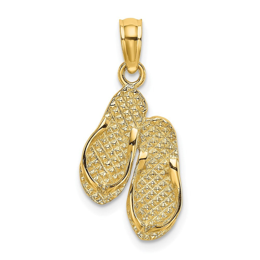 14k Yellow Gold 3D Solid Polished HAWAII Flip-Flops Charm Pendant