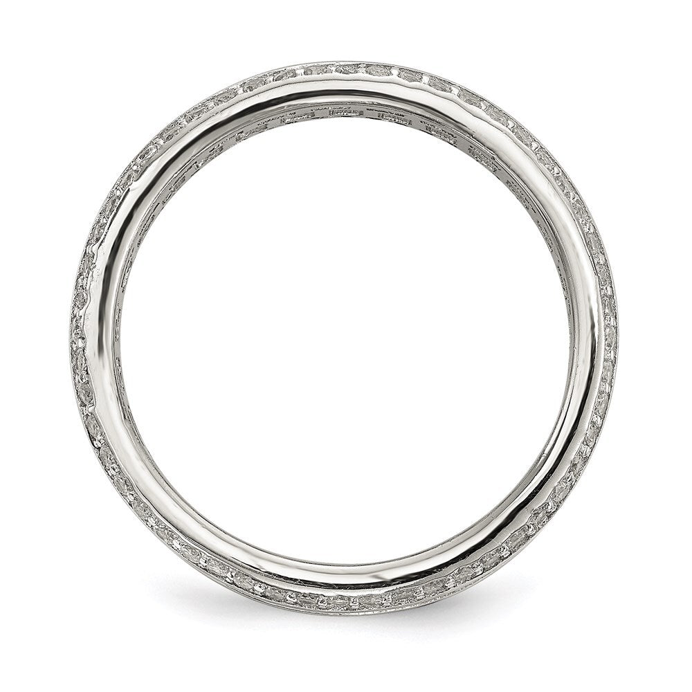 Sterling Silver Baguette & Round Cubic Zirconia Eternity Ring SZ 8
