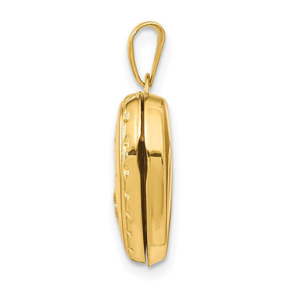 14k Yellow Gold 15mm Floral Heart Locket Pendant for Women