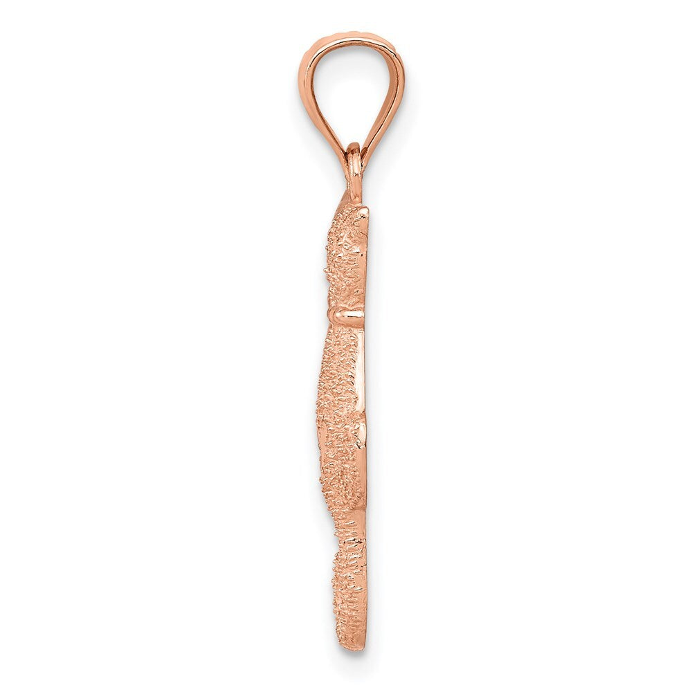 14k Rose Gold Polished and Textured Sitting Cats Pendant for Women