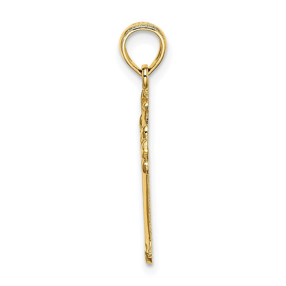 14k Yellow Gold Cut-Out Cross Charm Pendant