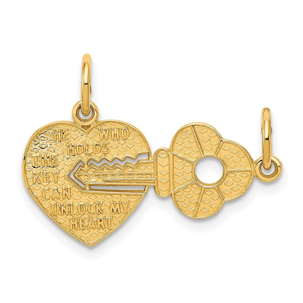 14k Gold  2-Piece Break-Apart HE WHO HOLDS THE KEY CAN UNLOCK MY HEART Charm