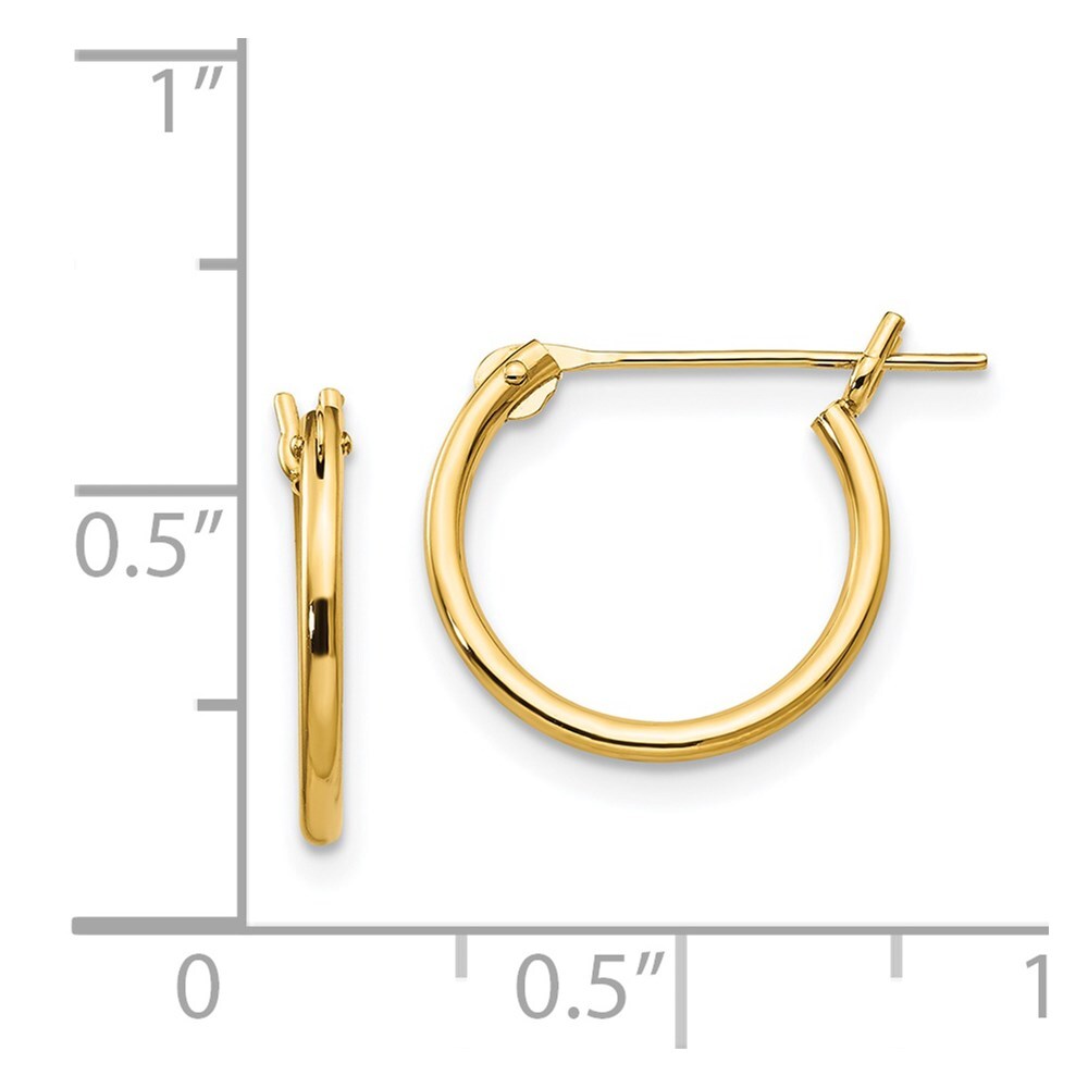 14k Yellow Gold 1.25mm Half Hoop Earrings Gift for Women