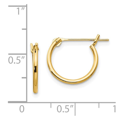 14k Yellow Gold 1.25mm Half Hoop Earrings Gift for Women