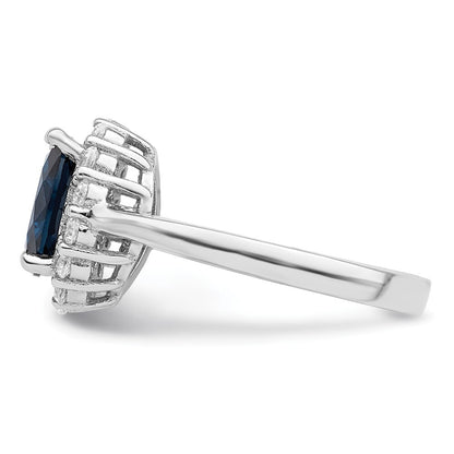 Sterling Silver Polished Rhodium-plated Blue and Clear CZ Ring Size 8