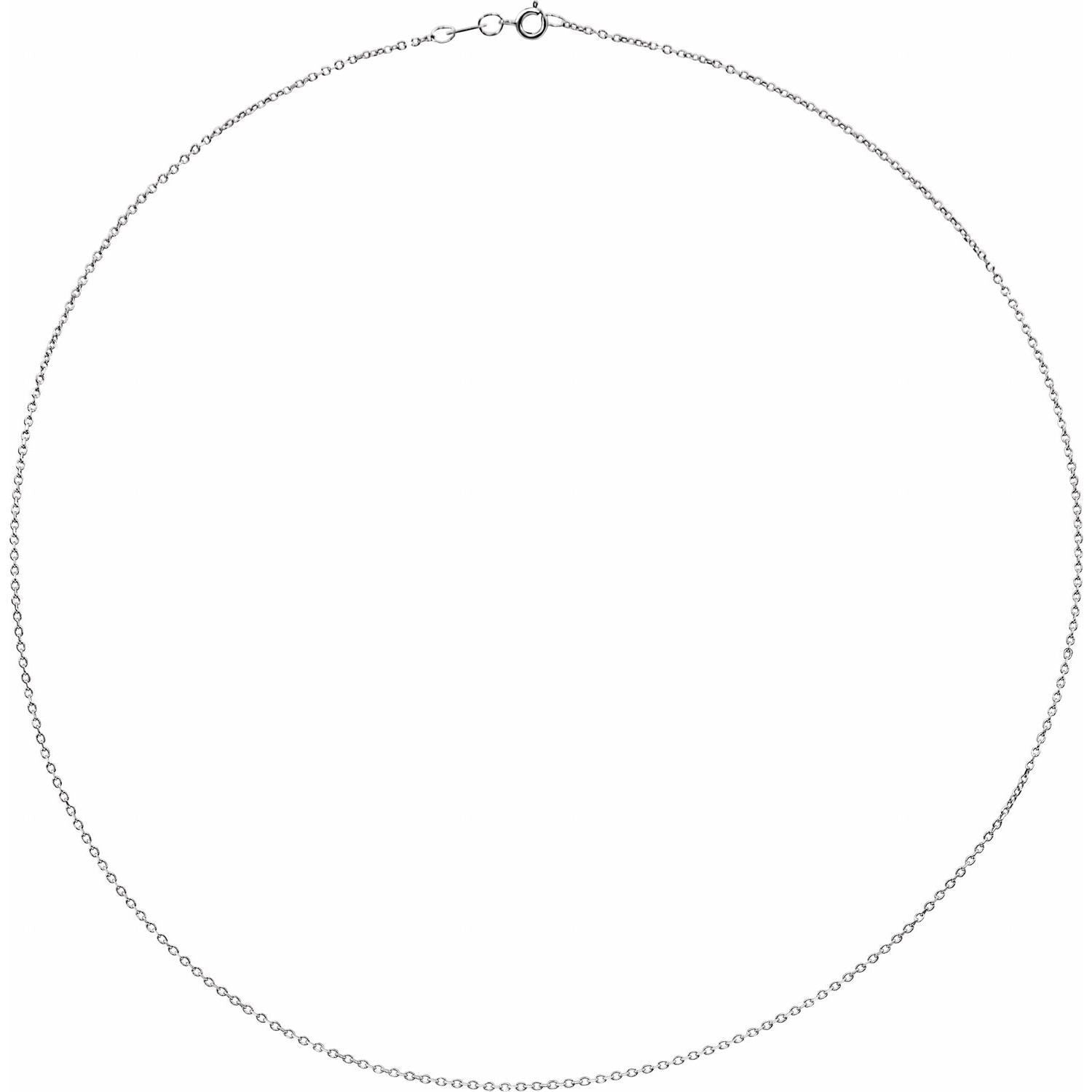 14k White Gold 1 mm Diamond-Cut Cable 16" Chain Necklace Fine Gift for Women