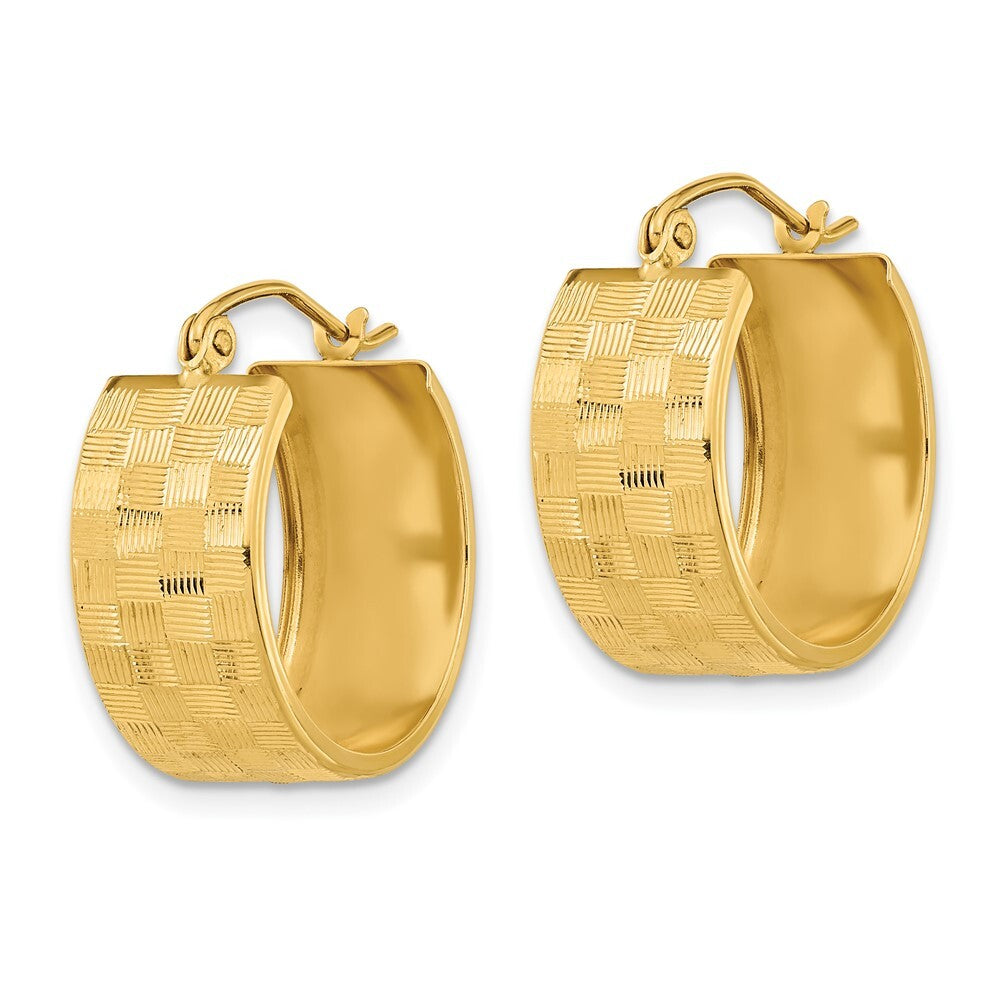 14k Yellow Gold Diamond-cut Hoop Earrings Gift for Women