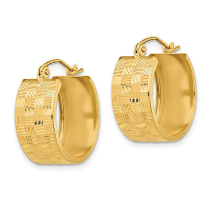 14k Yellow Gold Diamond-cut Hoop Earrings Gift for Women