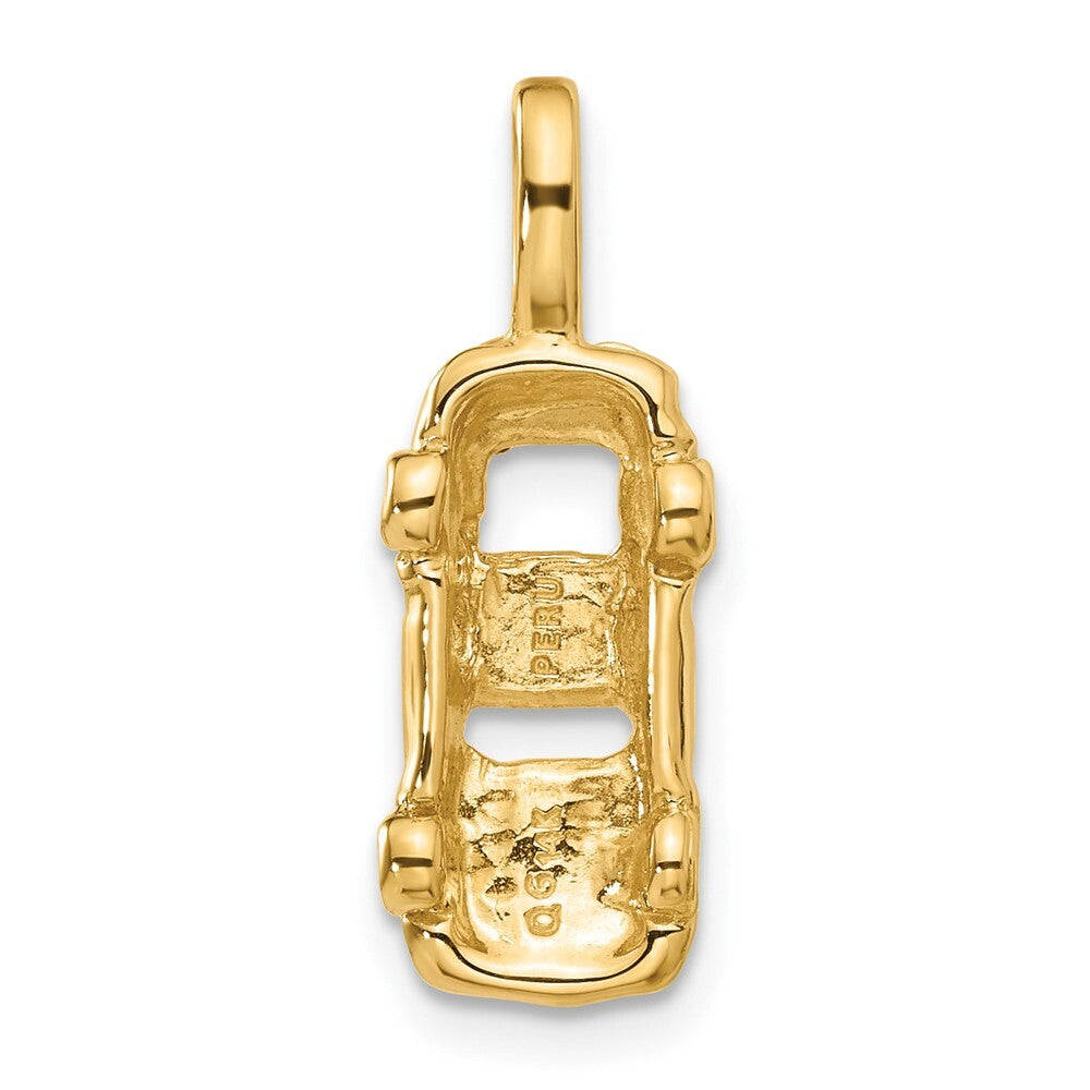 14k Yellow Gold 3D Sports Car Charm Pendant for Women
