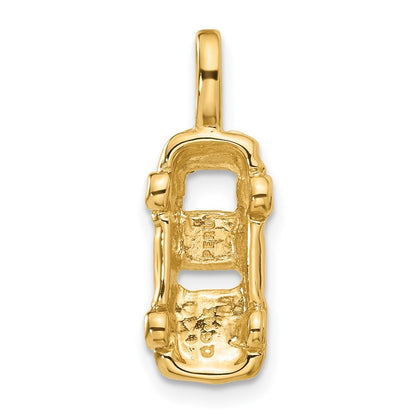 14k Yellow Gold 3D Sports Car Charm Pendant for Women