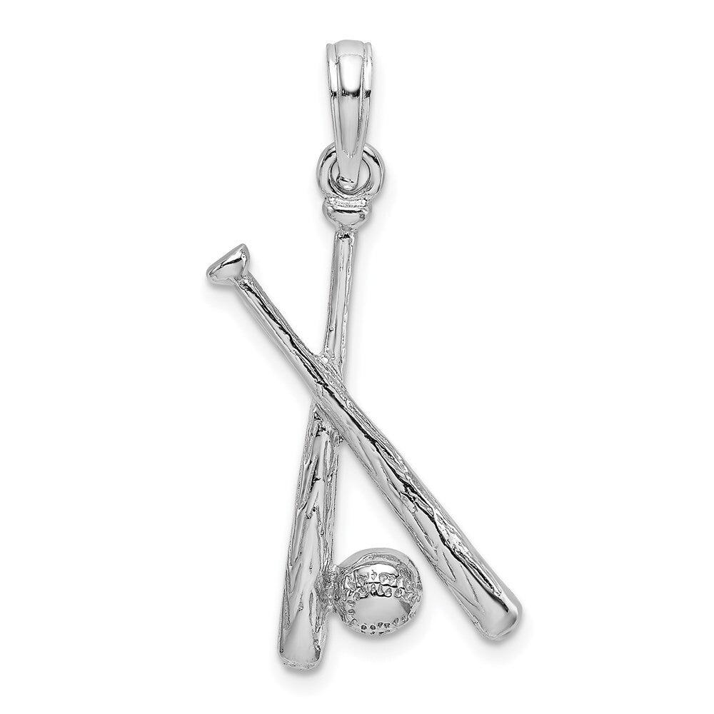 14k White Gold 2-D Baseball Charm Pendant for Women