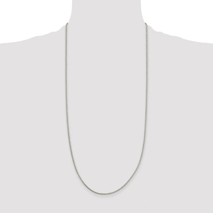 Sterling Silver Rhodium-plated 1.7mm Diamond-cut Round Spiga Chain