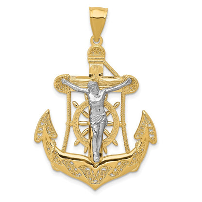 14k Two-Tone Gold Mariner's Cross Pendant
