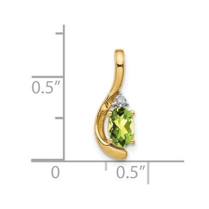 14k Yellow Gold Peridot and Diamond Pendant