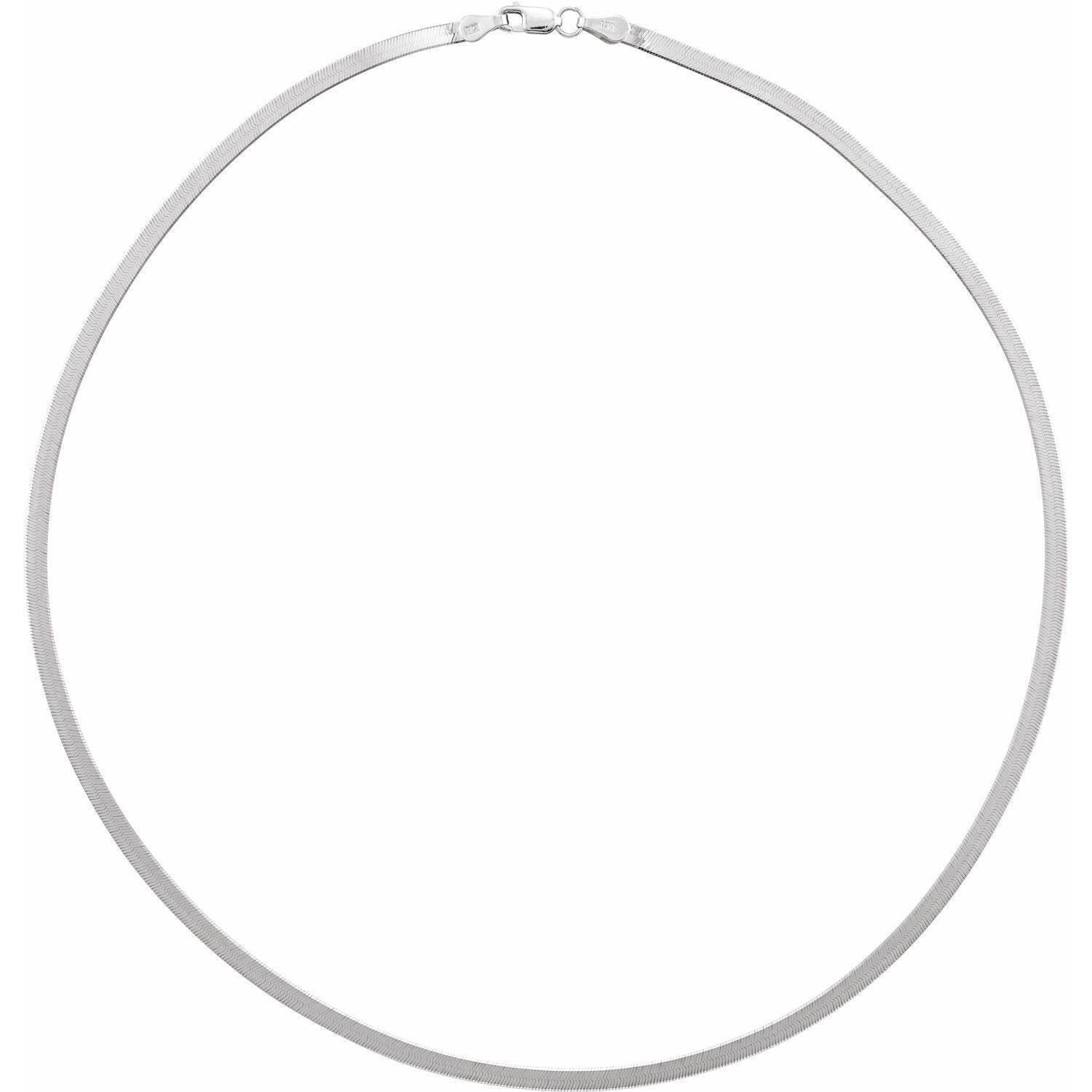 14k White Gold 2.8 mm Flexible Herringbone 18" Chain Necklace