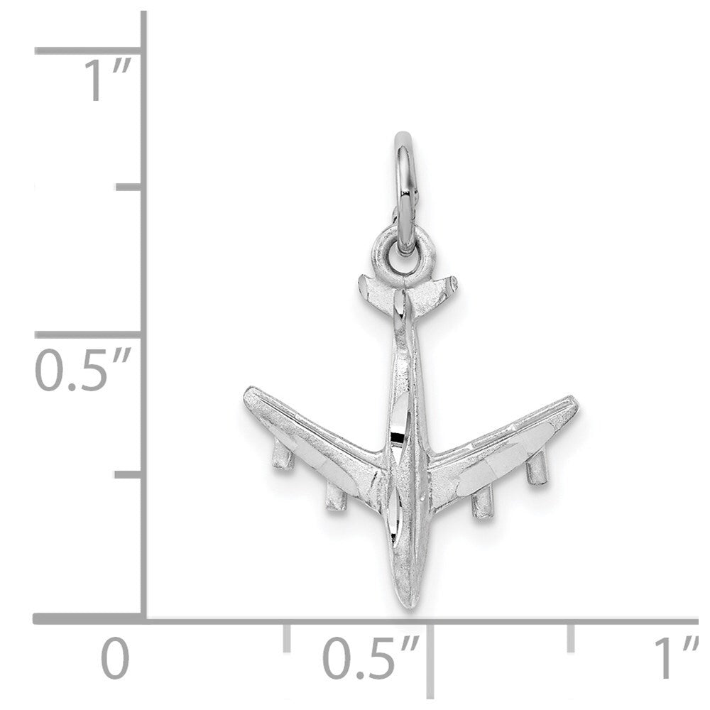 14k White Gold 3-D Airplane Charm Pendant for Women