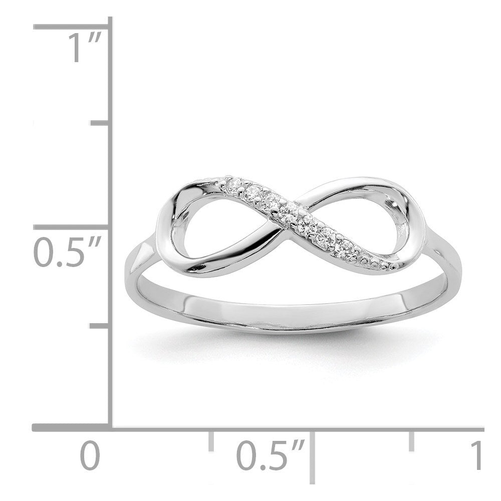 Sterling Silver Rhodium-plated Polished CZ Infinity Ring