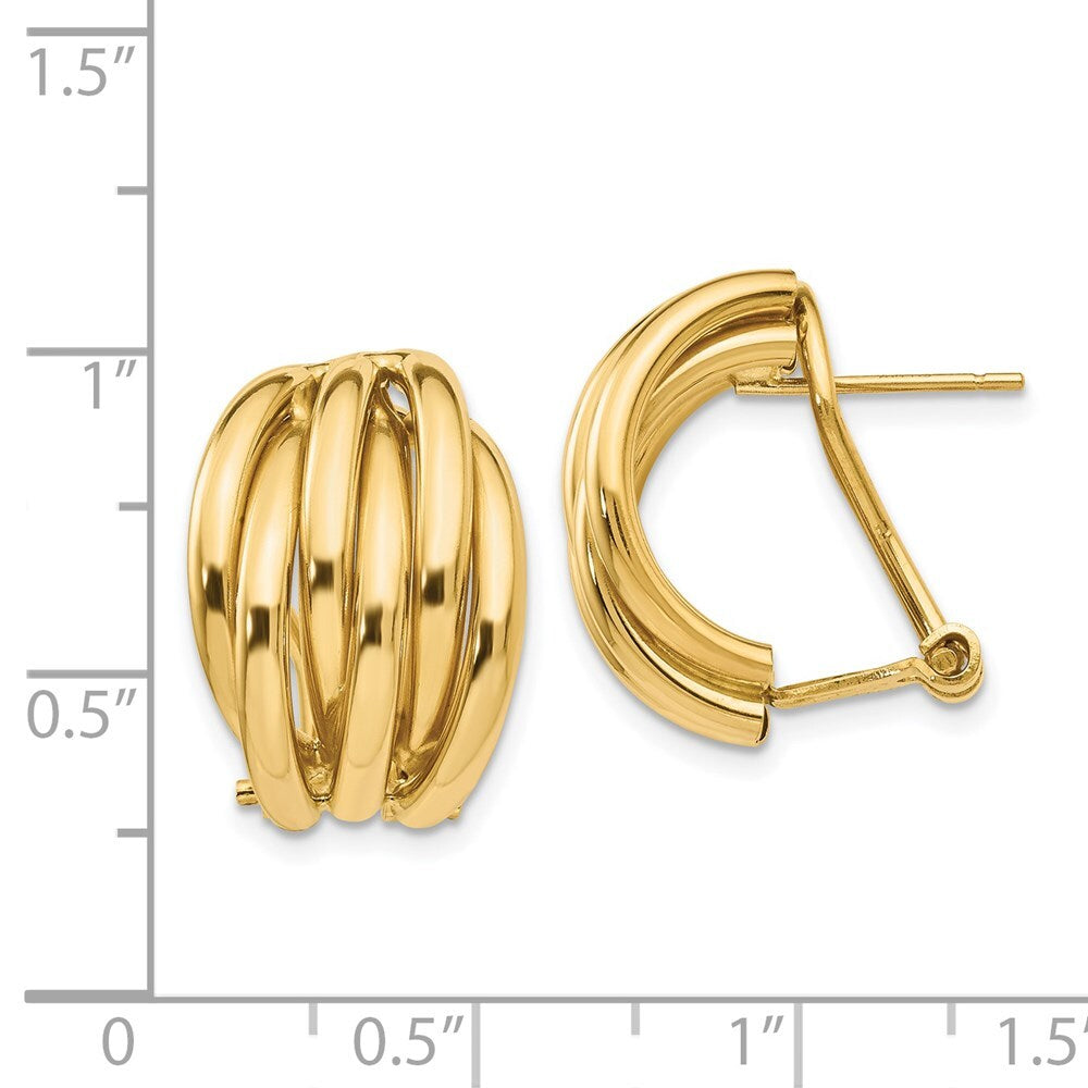 14k Yellow Gold Polished Fancy Omega Back Stud Earrings