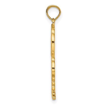 14k Yellow Gold 2-D Textured Double Palm Trees Charm Pendant for Women