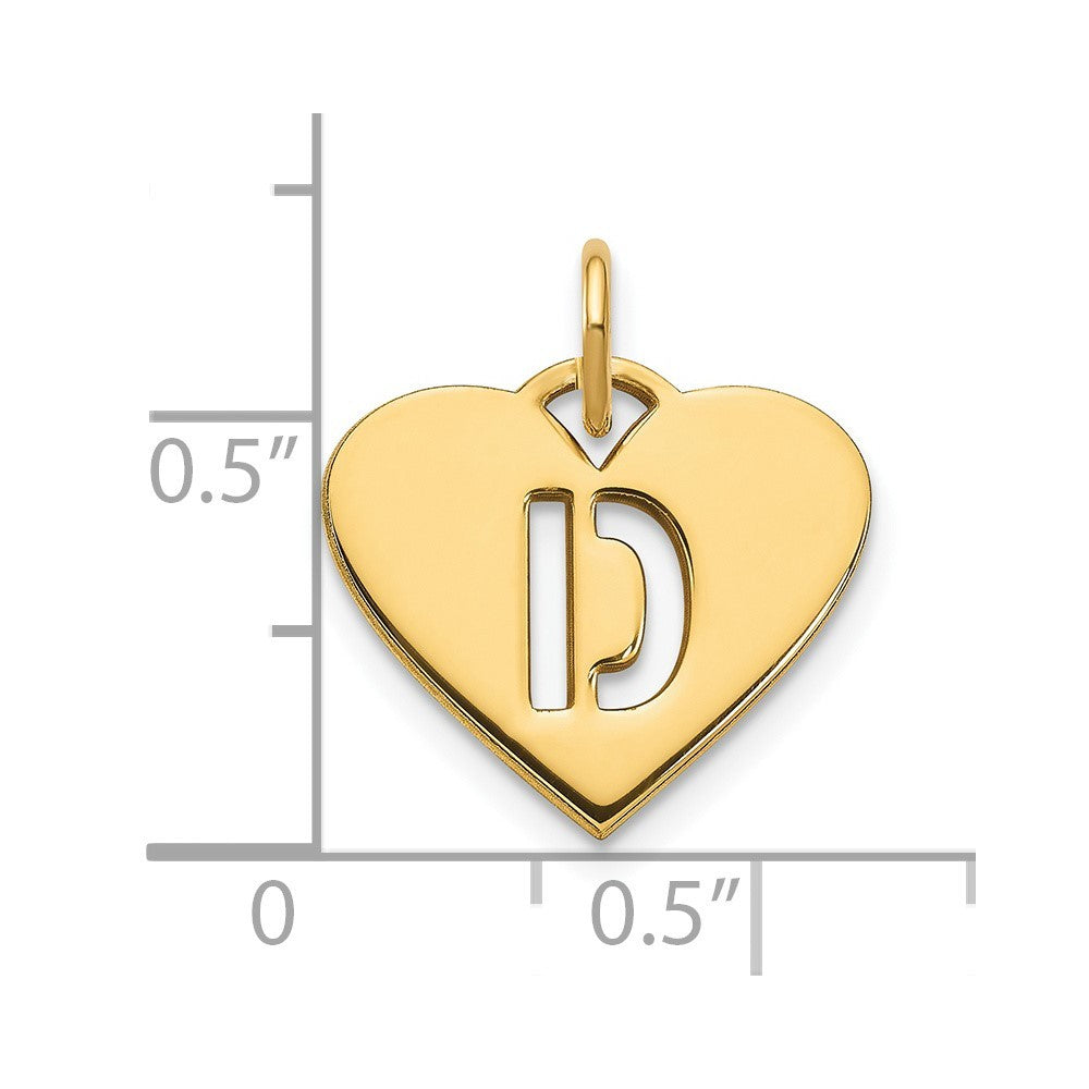 14k Yellow Gold Initial Letter D Initial Charm Pendant
