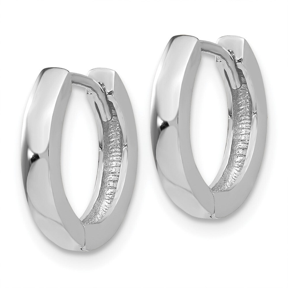 14k White Gold Round Hinged Hoop Earrings Gift for Women