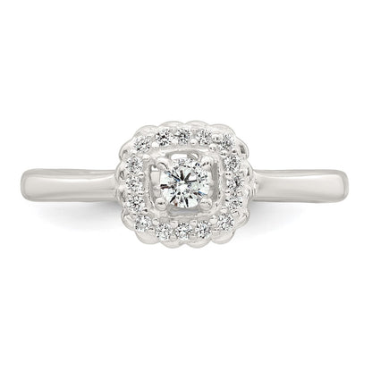 Sterling Silver Polished Halo CZ Ring Size 7