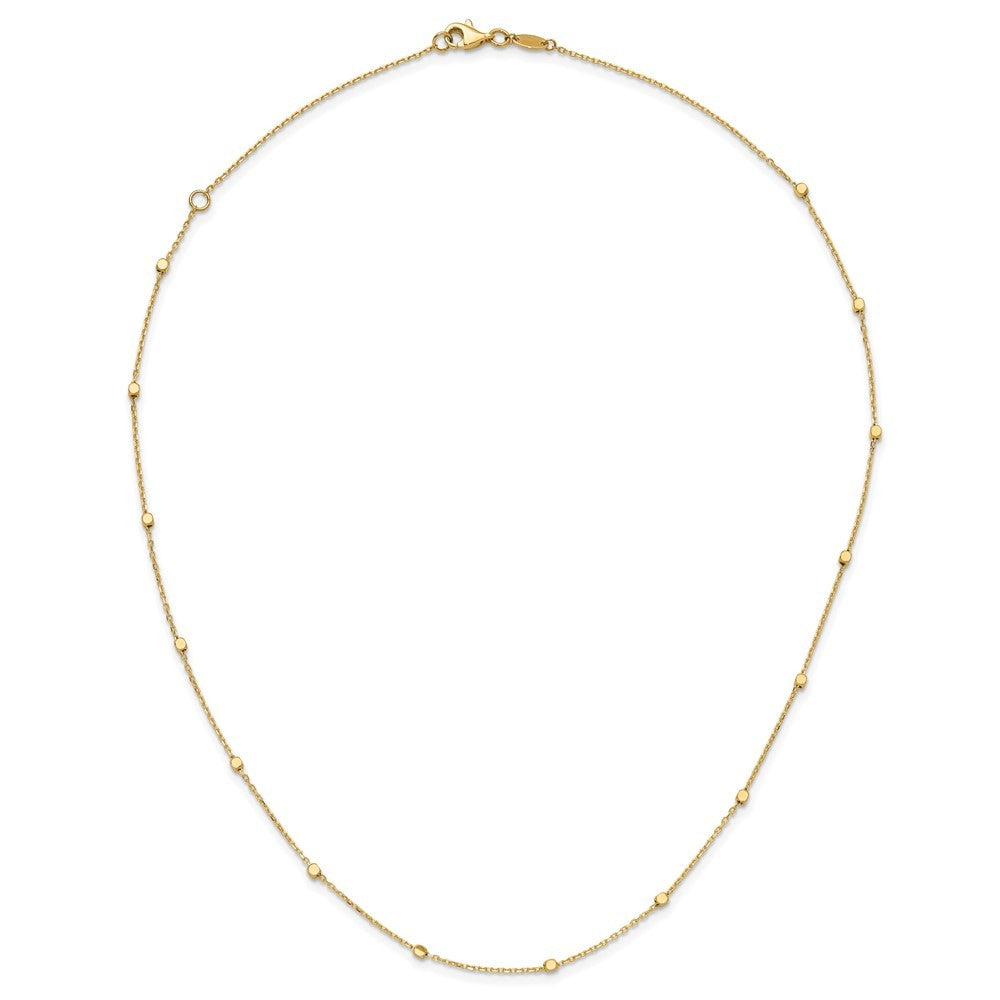 14k Yellow Gold Polished Cube Stations w/ 2in ext. Necklace