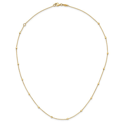 14k Yellow Gold Polished Cube Stations w/ 2in ext. Necklace