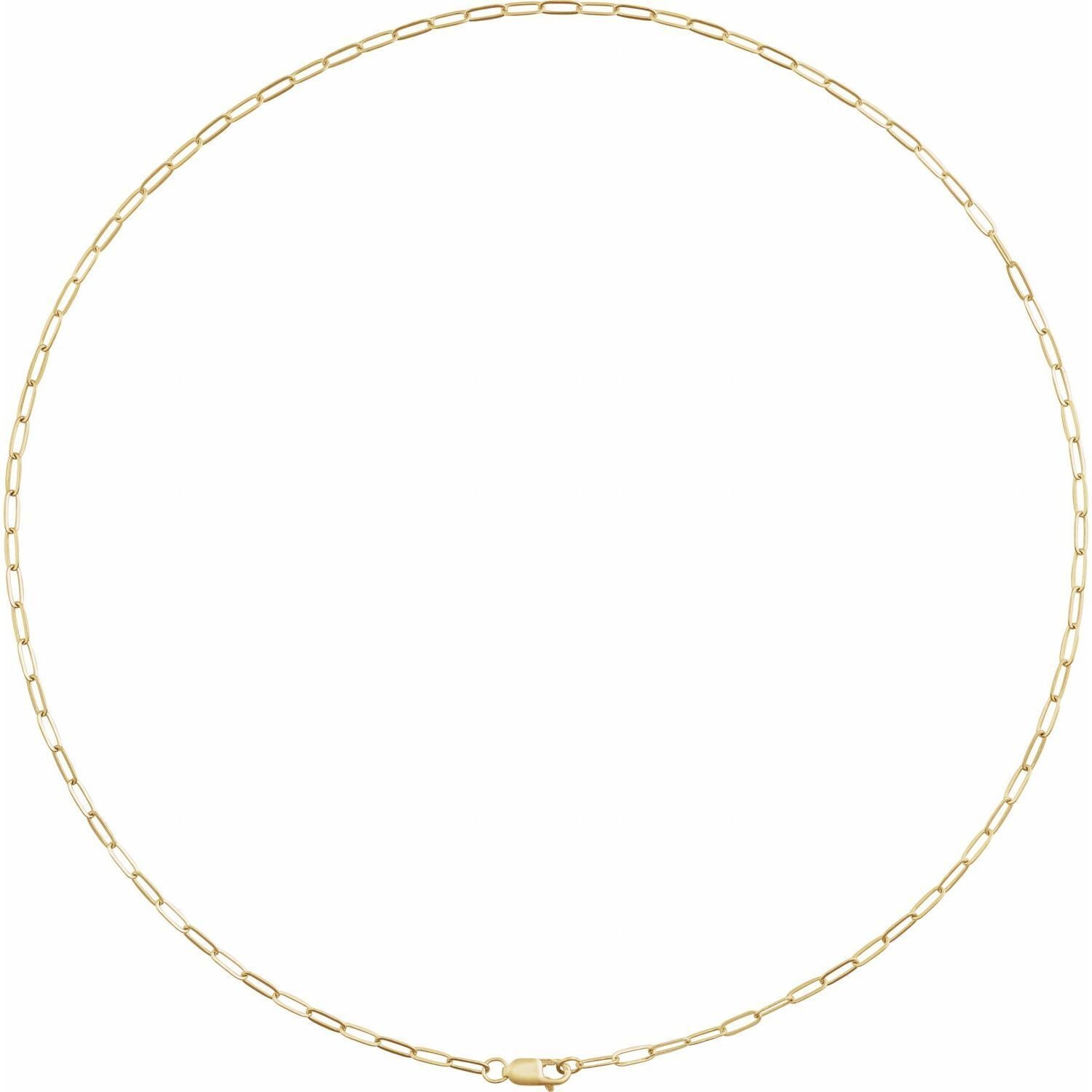 14k Yellow Gold 2.1 mm Paperclip 16" Chain Necklace Fine Gift for Women