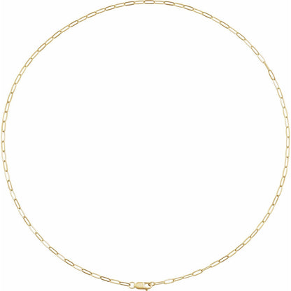 14k Yellow Gold 2.1 mm Paperclip 16" Chain Necklace Fine Gift for Women