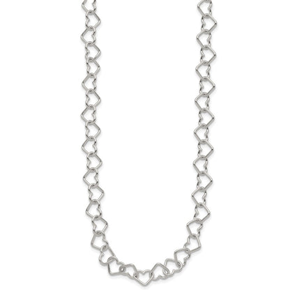 Sterling Silver 18inch Polished Fancy Heart Link Necklace