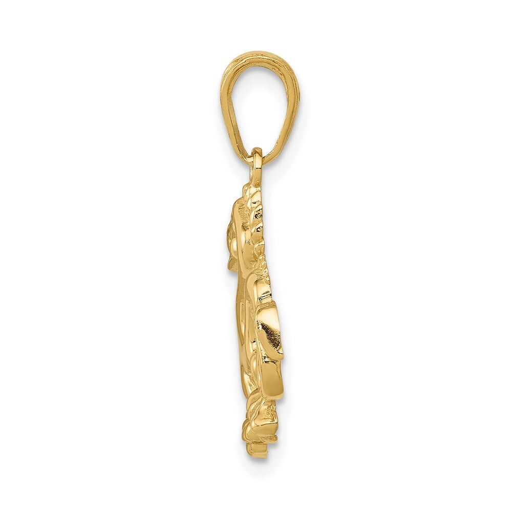 14k Yellow Gold Solid Polished Dragon Pendant for Women